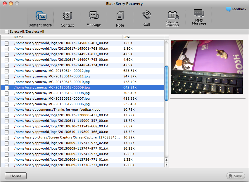 Recover lost or deleted files from BlackBerry