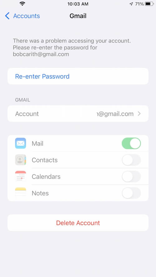 Enable Email Account Contacts