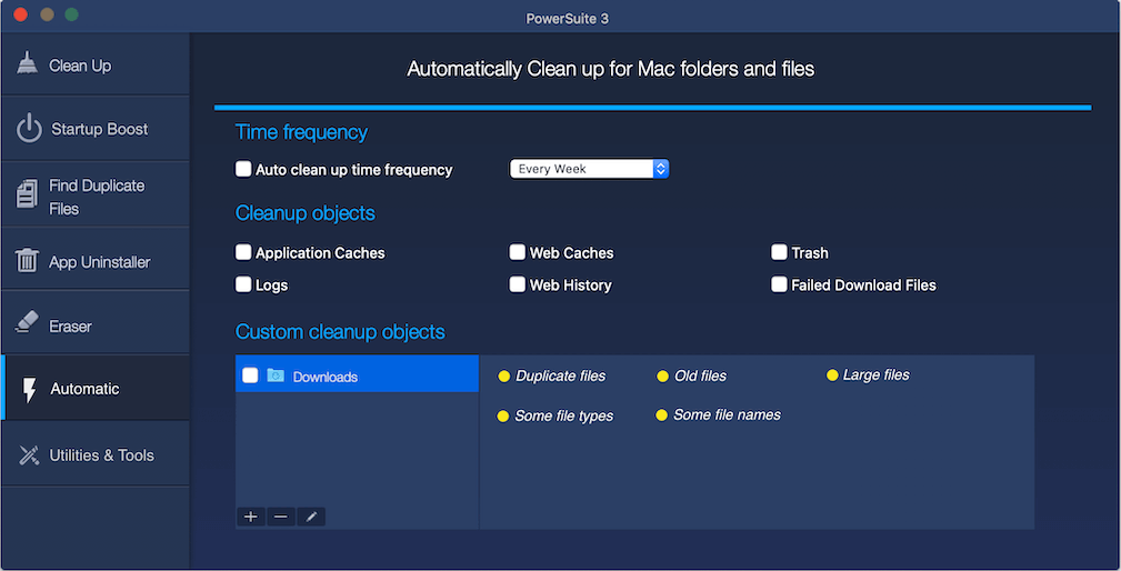 setup auto clean on Mac