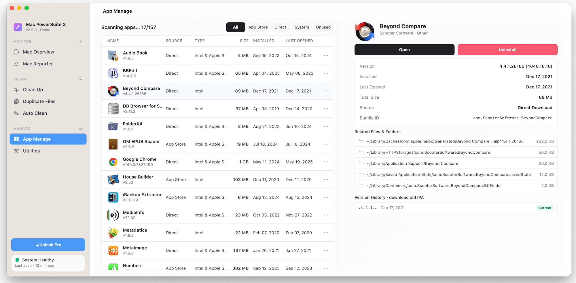Mac PowerSuite 3 app manage