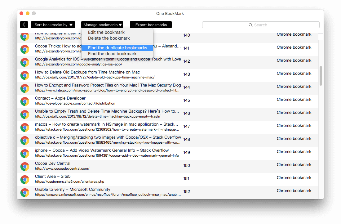 Find Safari BookMarks and Chrome BookMarks on mac