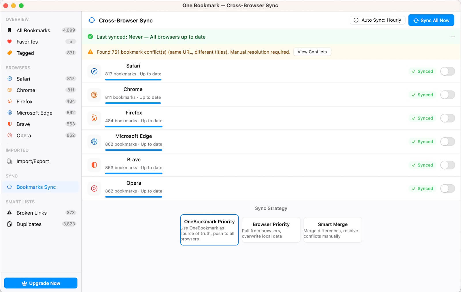 sync safari and other browser bookmarks