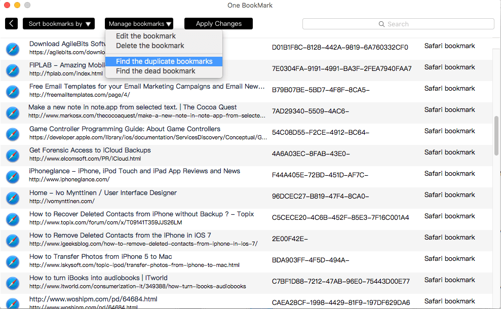 duplicate bookmarks in safari