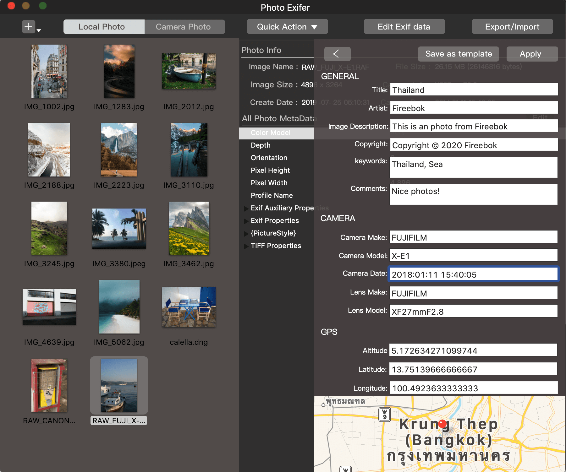 Batch add and edit photos of authors, copyrights and more information on mac
