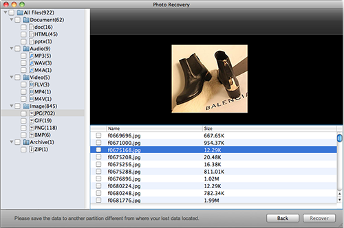 Flexible and Precise File Recovery for Mac