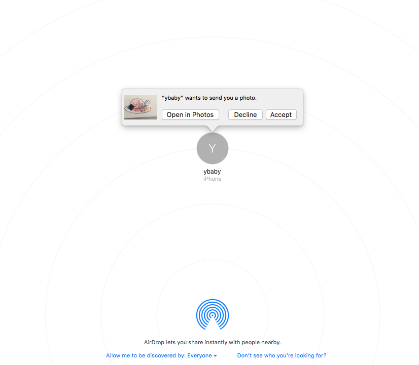 accept iPhone photo by airdrop on Mac