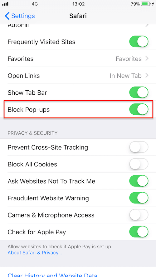 How to disable pop up blocker iphone