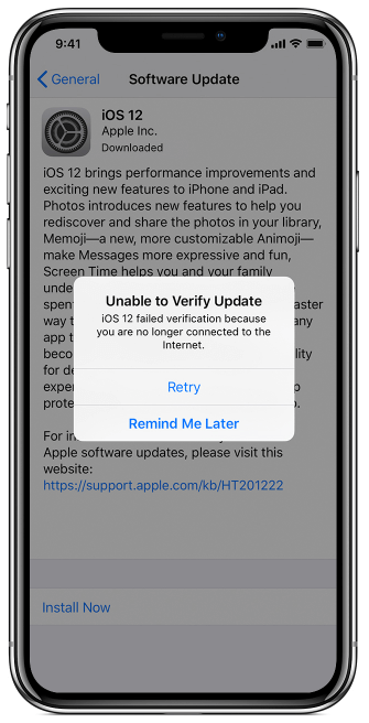 can't update to iOS 12