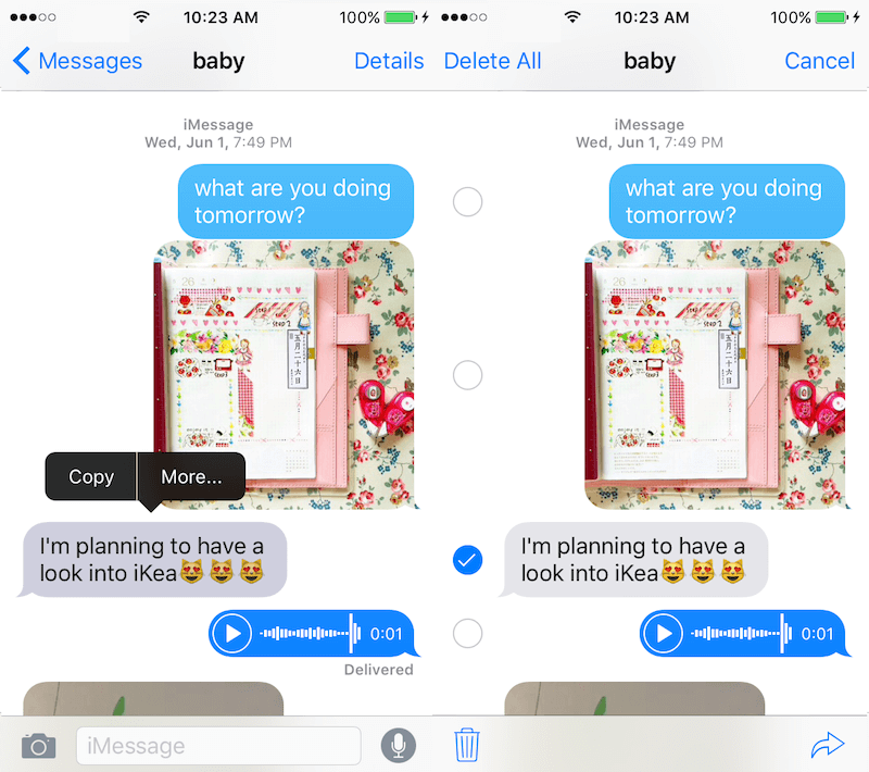 delete one message