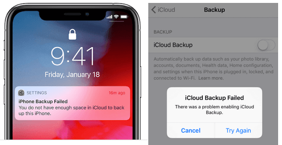 iCloud backup fail