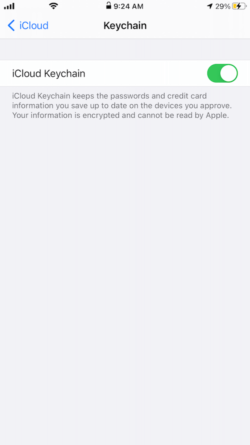 turn off icloud keychain