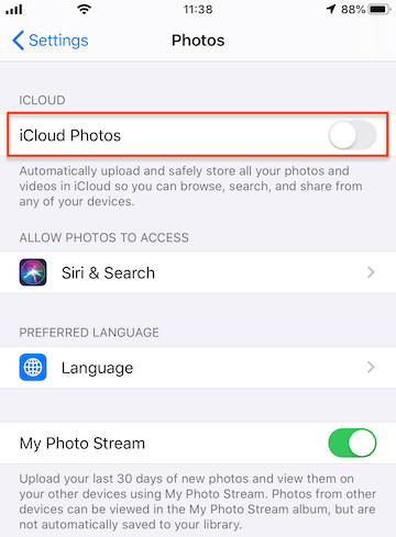 check iCloud Photos state