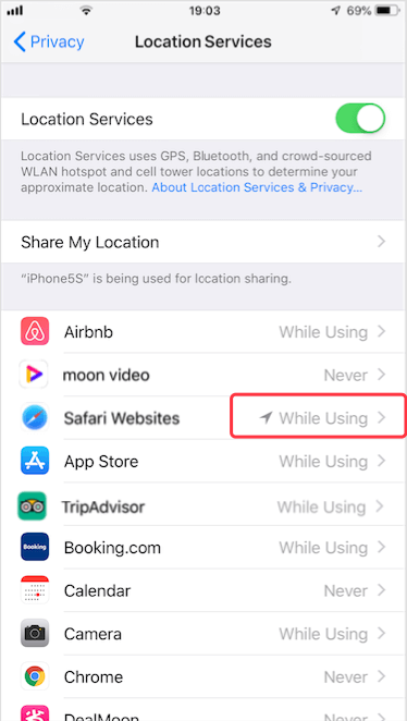 Allow location access while Using the App on iPhone