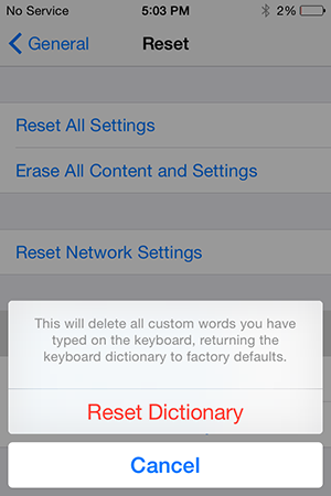 Reset Dictionary