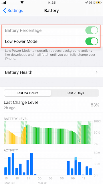 turn off iPhone Low Power Mode