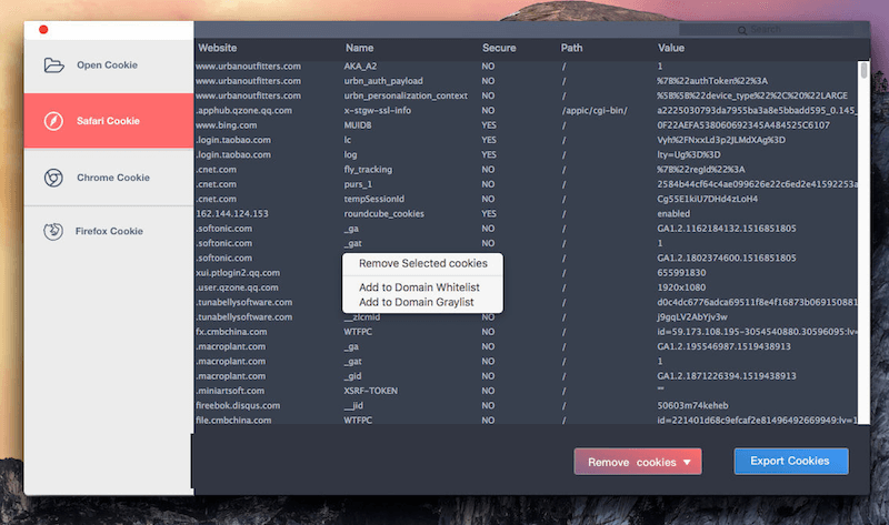 add Safari website to whitelist