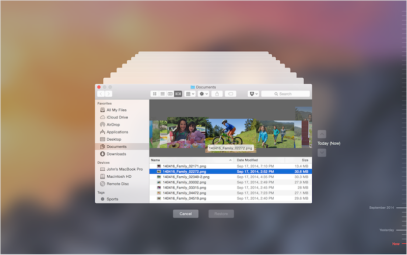 mac time machine restore stand-alone files