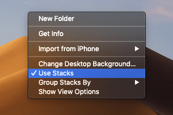 disable stacks macOS Mojave