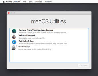 access macOS Recovery Utilities window 