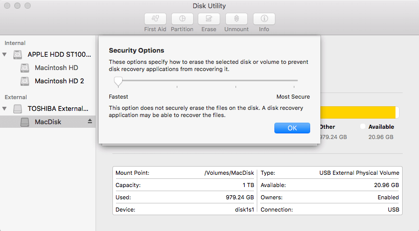 safe erase the usb drive in mac