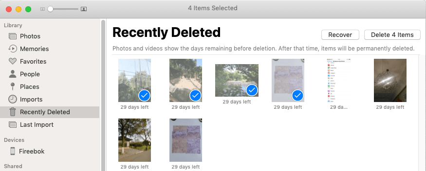photos recently deleted folder on Mac