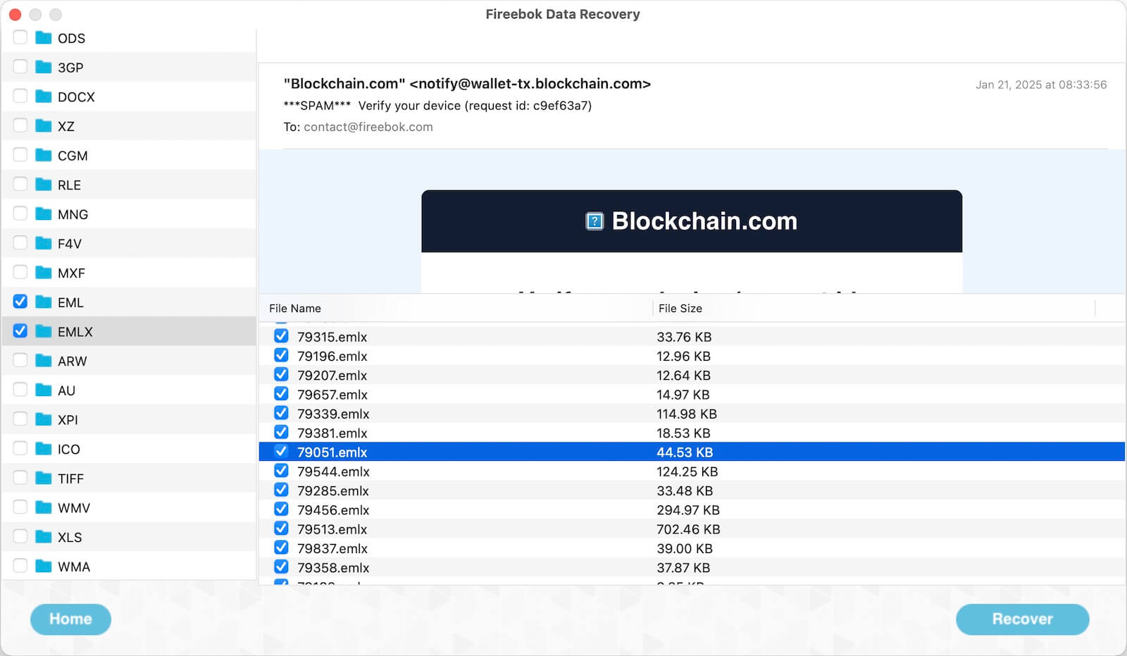 Restore Emails with Fireebok data recovery