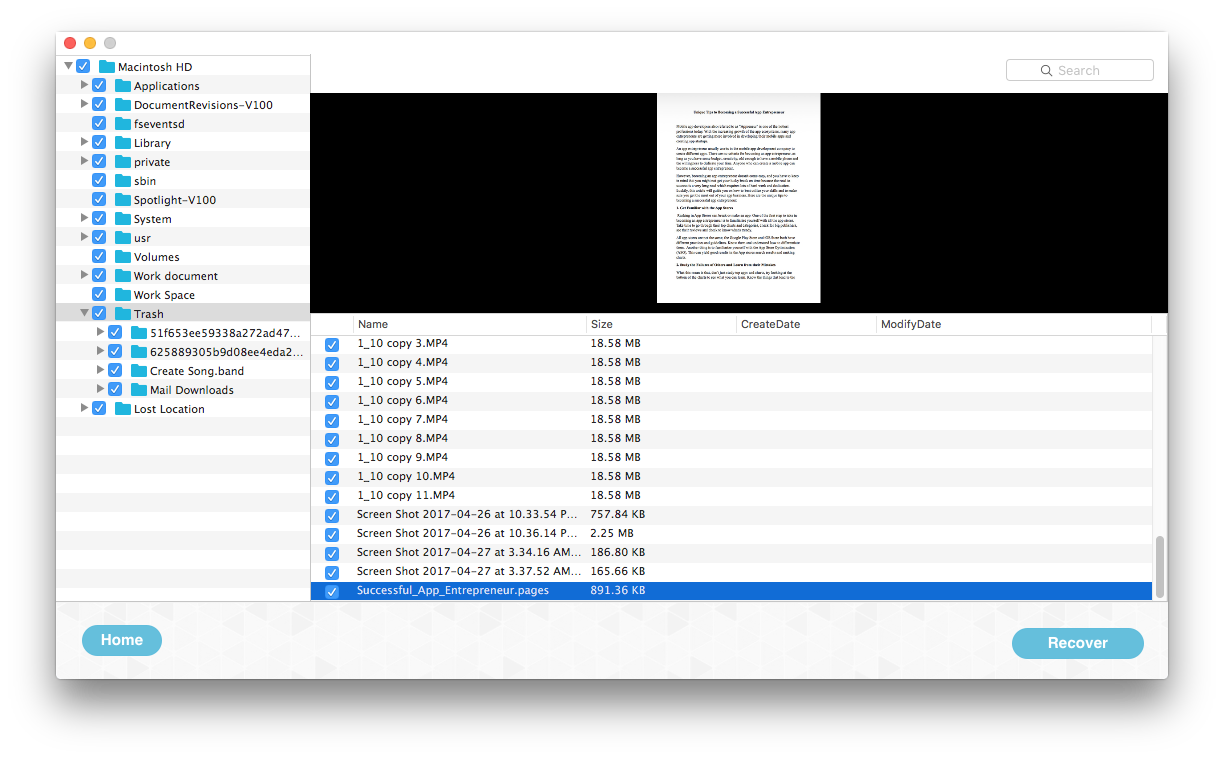 recover page files
