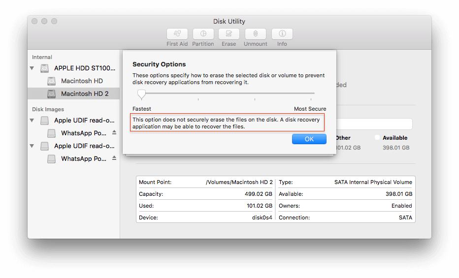 Disk Utility erase the disk