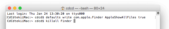 show hidden files macOS