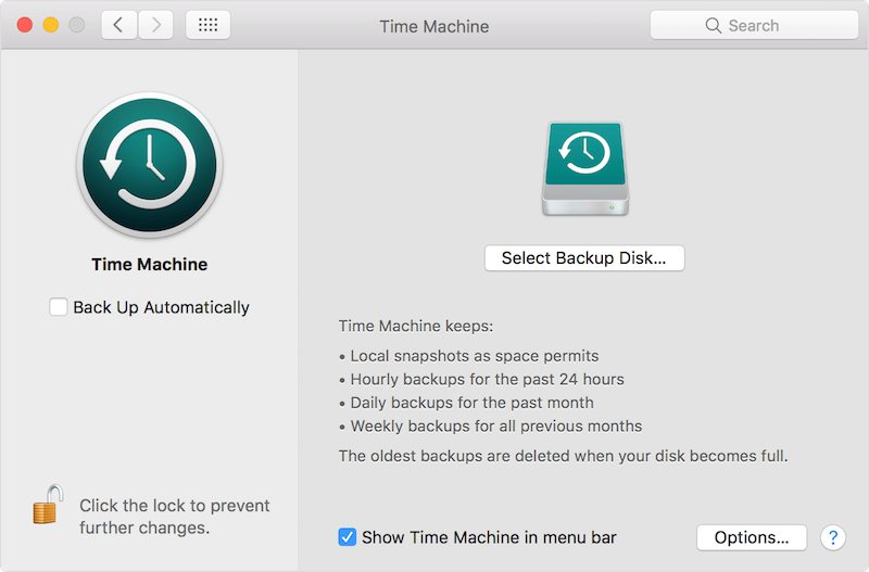 Backup the Mac computer with Time Machine on macOS Catalina