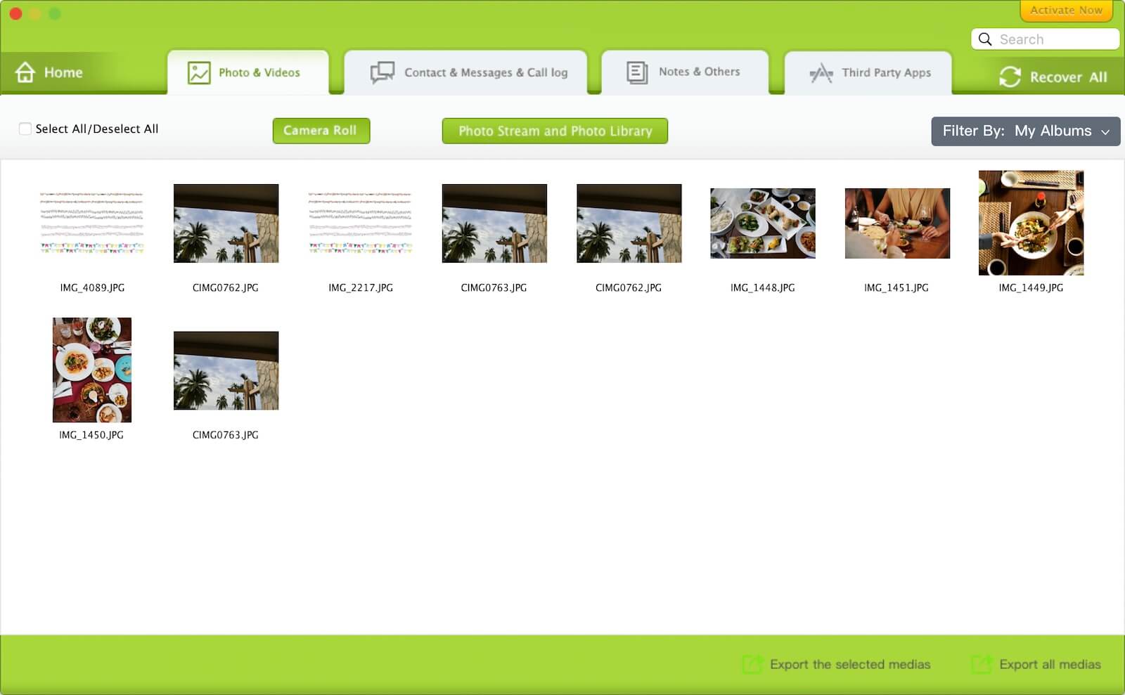 export iPhone photos from backup with fone resuce