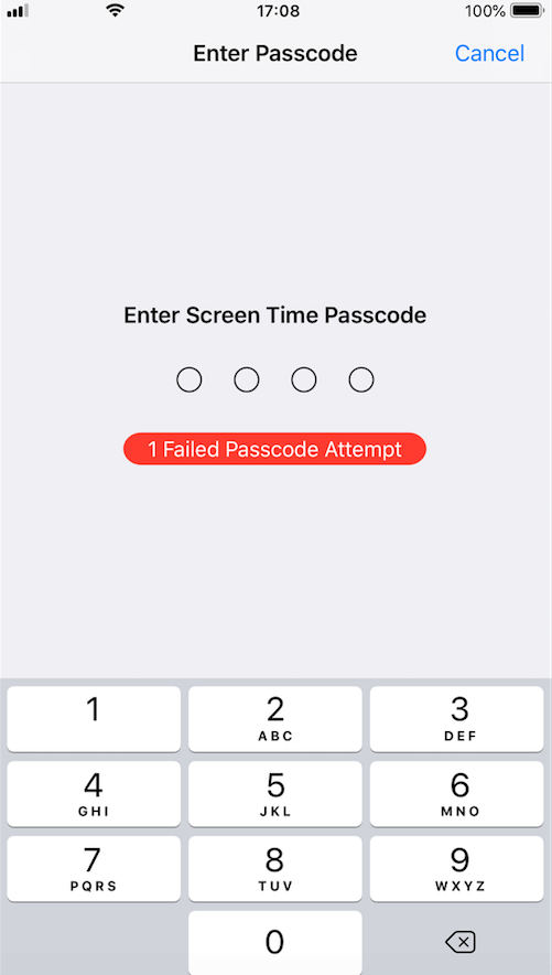 What's the default Screen Time passcode in iPhone?