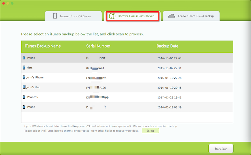 read and export the iTunes backup data