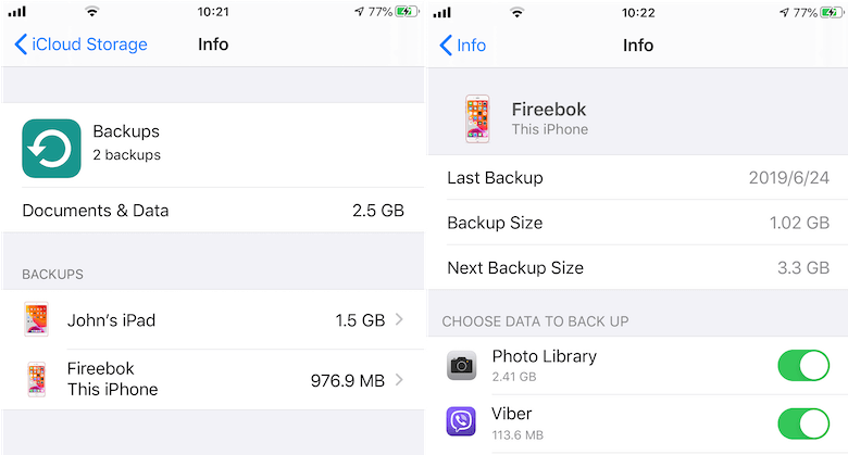 view the latest icloud backup on iPhone