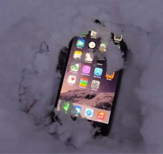 iPhone with snow