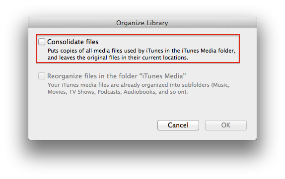 itune consolidate file