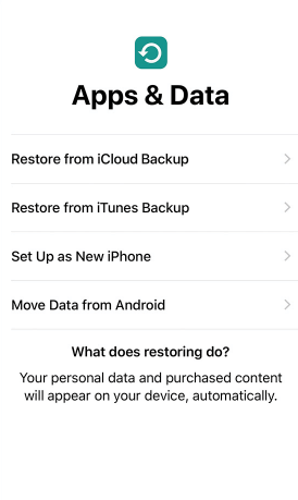 restore iCloud backup in iPhone setup