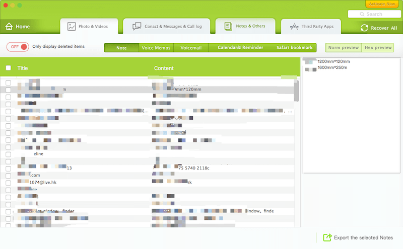 Preview Deleted Notes in Fone Rescue