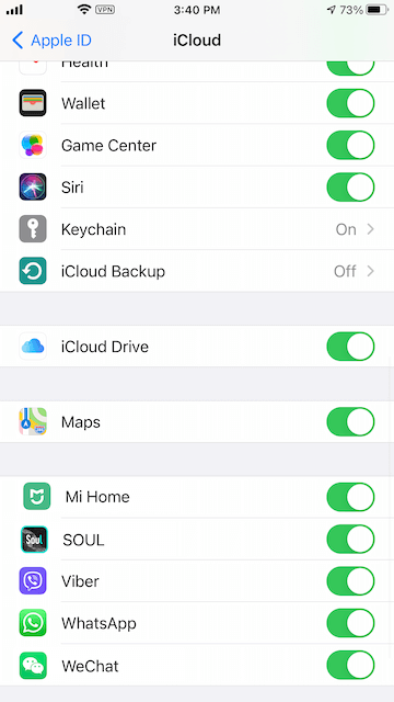 Turn on iCloud for Viber