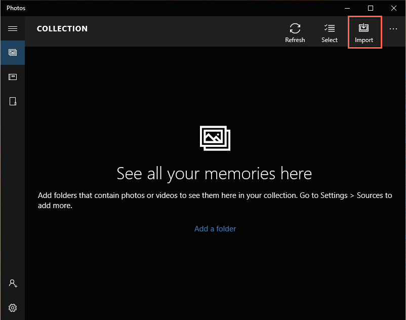 windows photos import