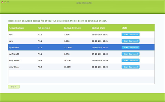 Scan Downloaded iCloud Backup