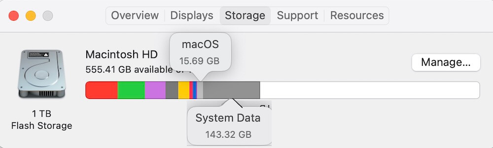 huge system data on mac