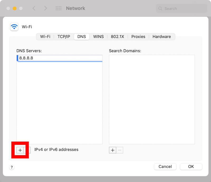 change dns on mac