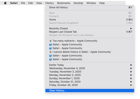 how to clear safari history from mac
