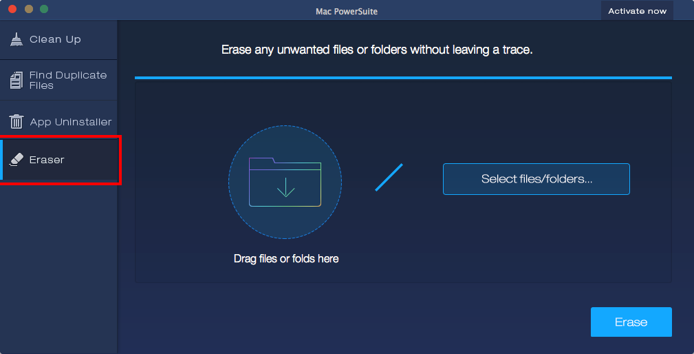 Select the Erase Tab