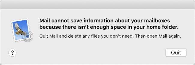 mail not enough space on Mac