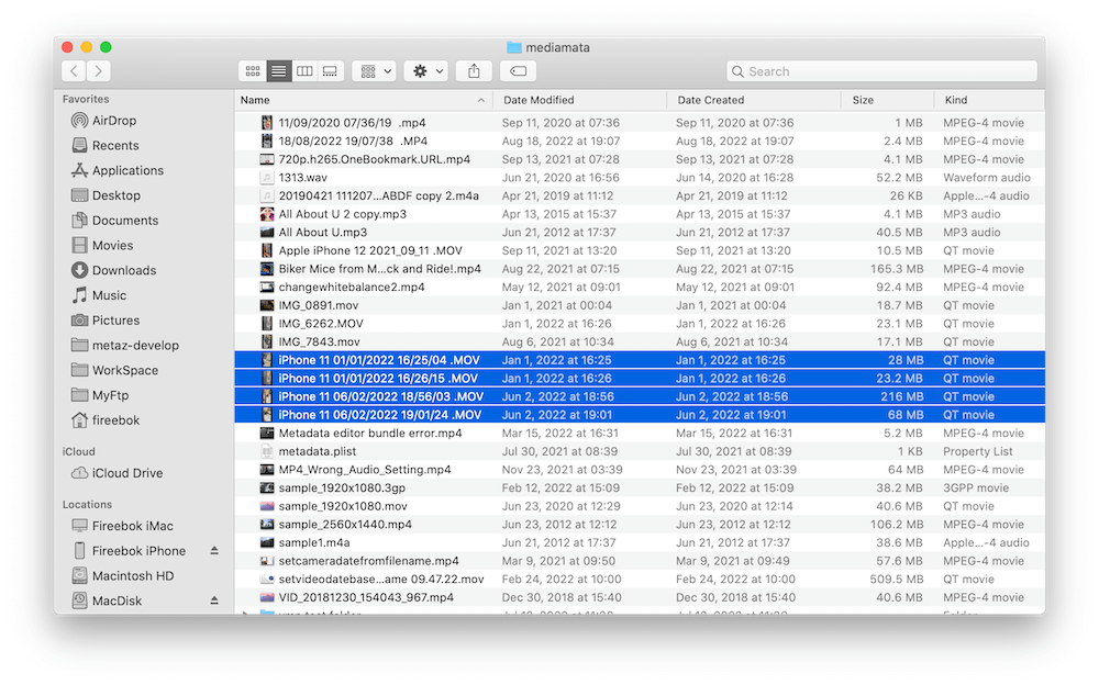 renamed video with metadata