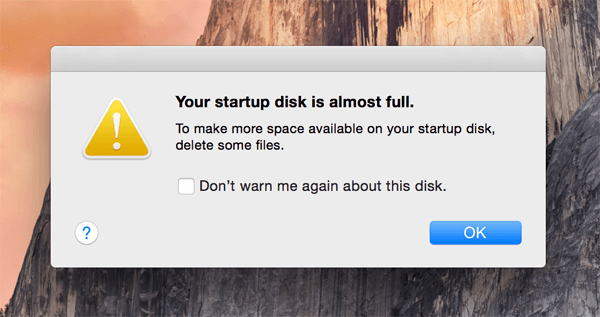 macbook startup disk full