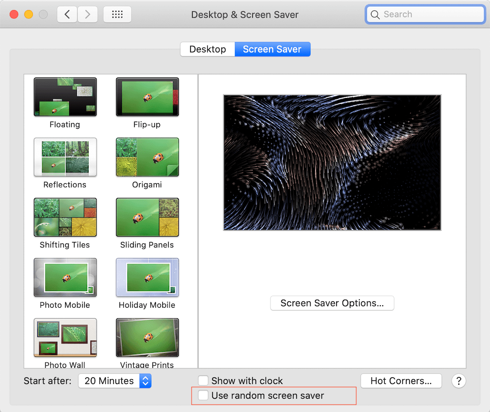 turn off screen saver on Mac