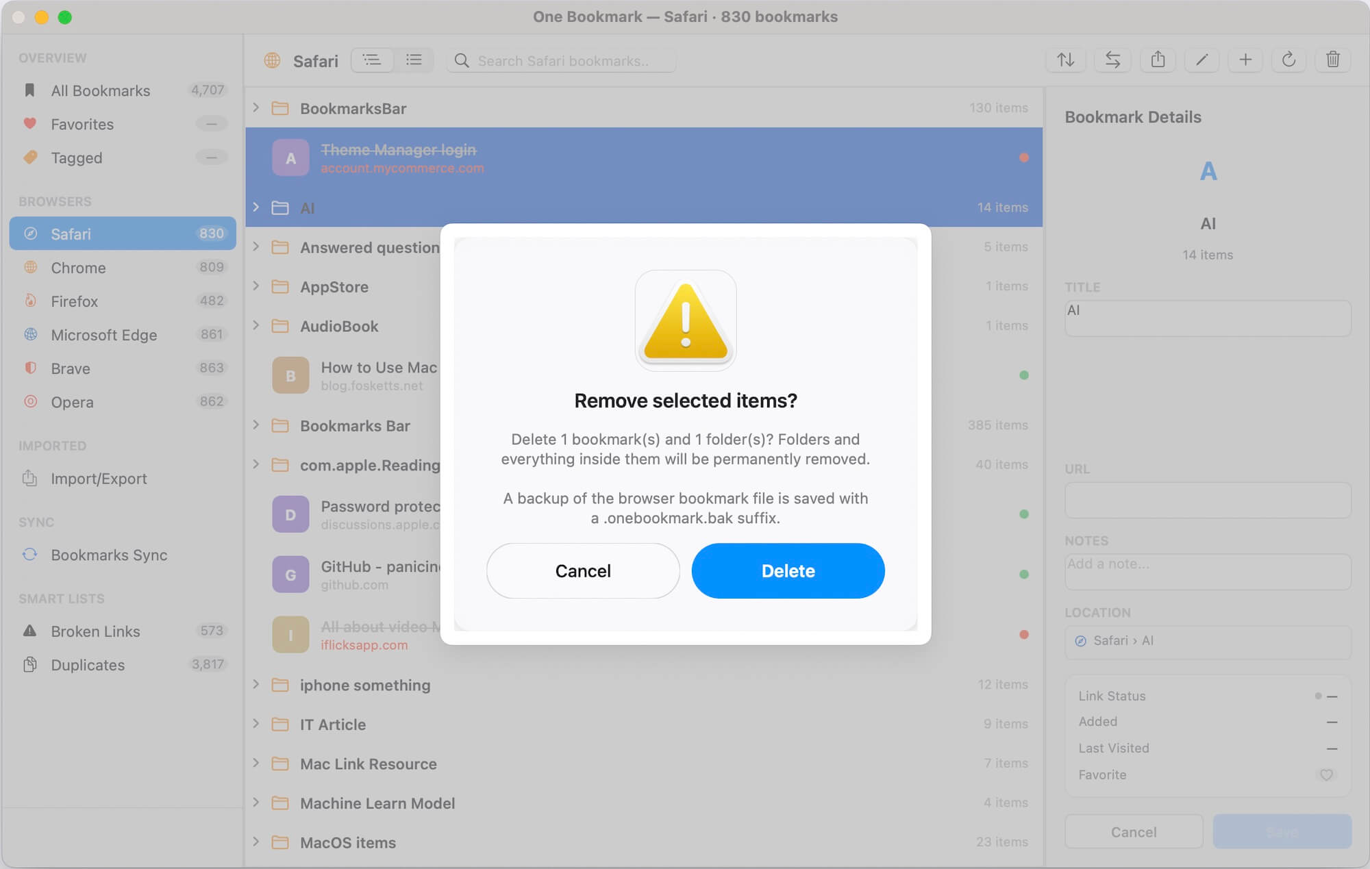 Deleting Multiple Bookmarks Using One Bookmark